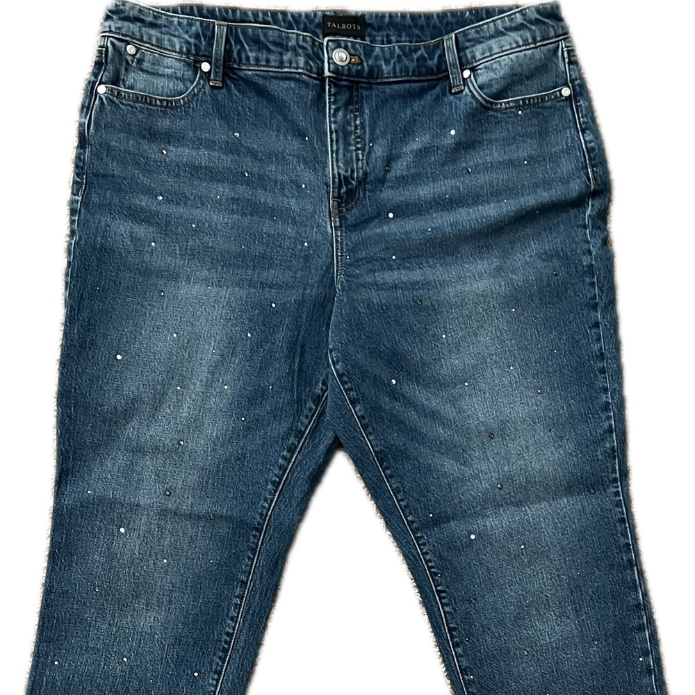 NWOT Talbots Blue Slim Ankle Jeans with Rhinestone Detail 16P